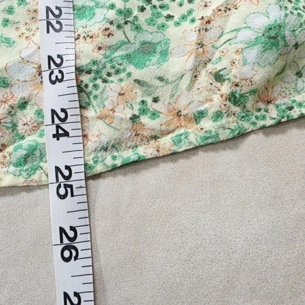 LOFT Utility Shirt Blouse Medium M Floral Crepe Boho Balloon Western Pastel